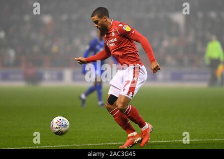 Nottingham, Royaume-Uni. 30Th Nov, 2019. Lewis Grabban (7) de Nottingham Forest lors de la Sky Bet Championship match entre Nottingham Forest et Cardiff City à la masse de la ville de Nottingham, le samedi 30 novembre 2019. (Crédit : Jon Hobley | MI News) photographie peut uniquement être utilisé pour les journaux et/ou magazines fins éditoriales, licence requise pour l'usage commercial Crédit : MI News & Sport /Alamy Live News Crédit : MI News & Sport /Alamy Live News Banque D'Images