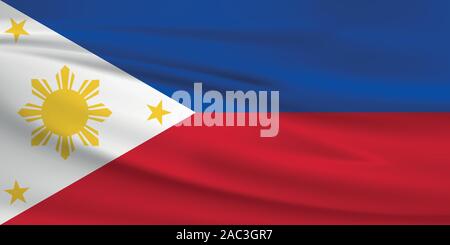 En agitant le drapeau des Philippines, couleurs officielles et le ratio exact. Philippines drapeau national. Vector illustration. Illustration de Vecteur