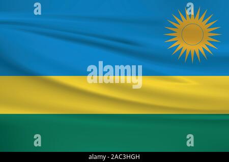 En agitant le Rwanda drapeau, couleurs officielles et le ratio exact. Drapeau national du Rwanda. Vector illustration. Illustration de Vecteur