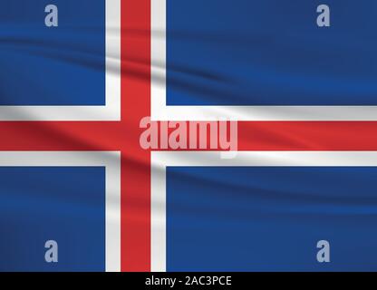 En agitant l'Islande drapeau, couleurs officielles et le ratio exact. L'Islande drapeau national. Vector illustration. Illustration de Vecteur