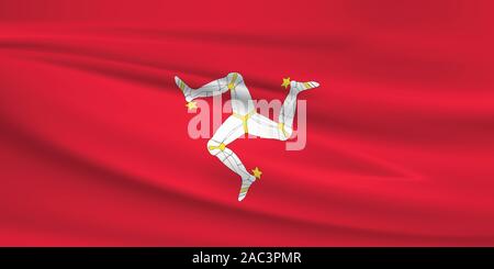 En agitant le drapeau de l'île de Man, couleurs officielles et le ratio exact. Île de l'homme drapeau national. Vector illustration. Illustration de Vecteur
