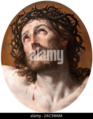 Jésus Chris portrait. Tête de Christ couronné d'Épines par Guido Reni (1575-1642), huile sur cuivre, début des années 1630 Banque D'Images