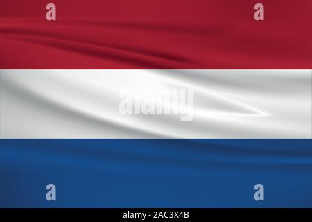 En agitant le drapeau des Pays-Bas, couleurs officielles et le ratio exact. Pays-bas drapeau national. Vector illustration. Illustration de Vecteur