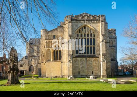 La cathédrale de Winchester en hiver, Hampshire, England, UK Banque D'Images