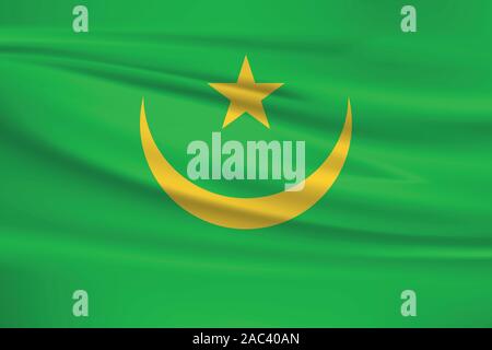 En agitant la Mauritanie drapeau, couleurs officielles et le ratio exact. La Mauritanie drapeau national. Vector illustration. Illustration de Vecteur