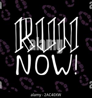 Exécutez la motivation de phrase, slogan. Hand drawn citation sur l'exécution. Lettrage d'encre. Motivation Sport affiche, bannière. Vector illustration Illustration de Vecteur