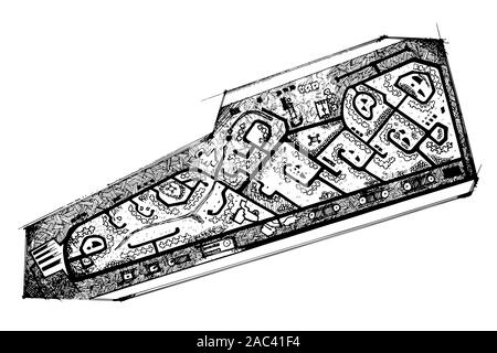 Plan d'urbanisme d'une ville, vieux village. Doodle plan de la ville. Ville vecteur dessin. Plan des rues. Mégalopole futuriste Base Ville Plan. Illustration de Vecteur