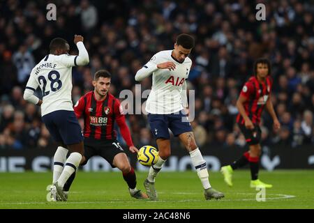 Le milieu de terrain de Tottenham au cours de l'Alli Dele Barclays Premier League match entre Tottenham Hotspur et Bournemouth au Tottenham Hotspur Stadium, Londres, Angleterre. Le 30 novembre 2019. (Photo par AFS/Espa-Images) Banque D'Images