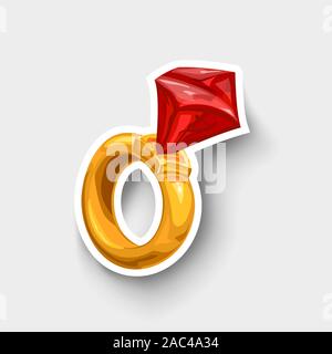 Cartoon bague en or blanc Illustration de Vecteur
