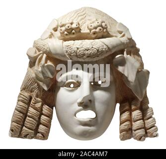 Theatre masque tragique. En Grèce antique mask with clipping path isolés Banque D'Images