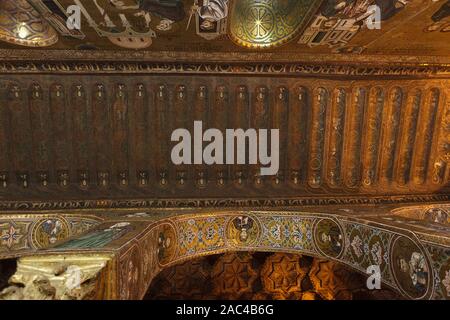 Chapelle Palatine (Chapelle Palatine). Intérieur avec des mosaïques. Palerme, Sicile, Italie Banque D'Images