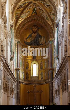 Chapelle Palatine (Chapelle Palatine). Intérieur avec des mosaïques. Palerme, Sicile, Italie Banque D'Images