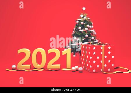 Nouvelle Année 2021 - concept de design créatif de l'image de rendu 3D Banque D'Images