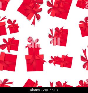Présente une tendance. Boîtes de cadeaux et de vecteur stars de fond pour la conception de texture. Cadeau d'anniversaire à l'illustration d'enrubannage modèle Illustration de Vecteur