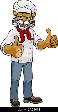 Personnage Mascotte Chef Wildcat Illustration de Vecteur