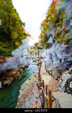 Oyasukyo Gorge, dans la préfecture d'Akita, Tohoku, Japon. Banque D'Images