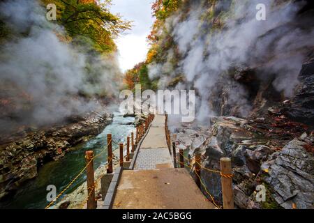 Oyasukyo Gorge, dans la préfecture d'Akita, Tohoku, Japon. Banque D'Images