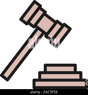 Juge ou Tribunal, marteau enchères gavel télévision icône couleur. Illustration de Vecteur