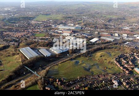 Vue aérienne du parc d'affaires de la Couronne, Cowm Top Lane, Rochdale, Greater Manchester Banque D'Images