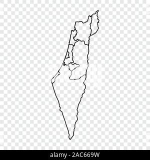 Israël carte sur fond transparent. Contour. Vector illustration. Illustration de Vecteur