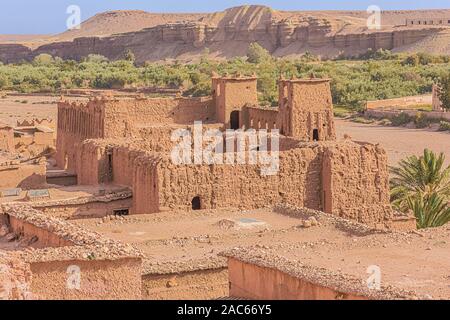 Close up de la fortification historique du Ksar d'Aït Benhaddou Banque D'Images