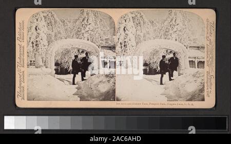 Face à l'arche de glace et d'ombre, Prospect Park, Niagara Falls, États-Unis d'Don de Robert Dennis, 1982 et Mme George R. Collins, 1993. Robert Dennis Collection de vues stéréoscopiques. Certaines vues d'auteur par George Barker. Titre conçu par cataloger. Elles sont numérotées 1 à 18, 29, 73-75. Vues des chutes du Niagara Falls, y compris la suspension et ponts cantilever, scènes d'hiver dont la luge, Maid of the Mist, y compris l'avis de passagers dans des vêtements de pluie, railroad en aval des chutes, les touristes l'affichage des chutes. Certaines vues duplicatedIce Arch et l'ombre du visage, Prospect Park, Niagara Falls, États-Unis d'Amérique Banque D'Images