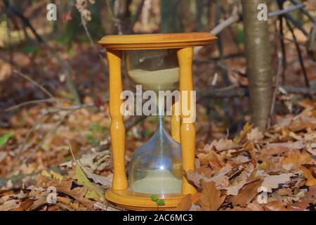 Le temps est argent, ancienne école de hourglass woods Banque D'Images