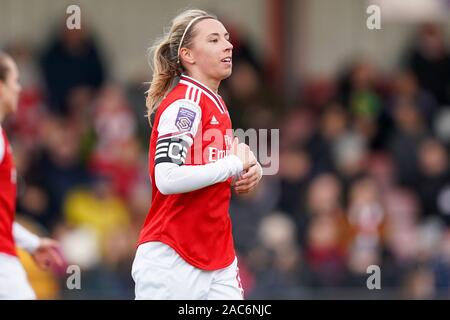 Manchester, UK. 1er décembre 2019. Jordan Nobbs d'Arsenal célèbre son but au cours de la Super Ligue des femmes match entre Arsenal et la ville de Bristol à Meadow Park à Borehamwood, Angleterre le 1 décembre 2019 (photo de Daniela Porcelli/SPP) SPP : Crédit Photo de la presse sportive. /Alamy Live News Banque D'Images