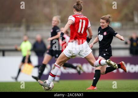 Manchester, UK. 1er décembre 2019. Vivianne Miedema des scores Arsenal son 5ème but au cours de la Super League match entre Arsenal et la ville de Bristol à Meadow Park à Borehamwood, Angleterre le 1 décembre 2019 (photo de Daniela Porcelli/SPP) SPP : Crédit Photo de la presse sportive. /Alamy Live News Banque D'Images