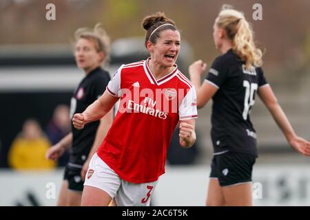 Manchester, UK. 1er décembre 2019. Emma Mitchell d'Arsenal célèbre son but au cours de la Super Ligue des femmes match entre Arsenal et la ville de Bristol à Meadow Park à Borehamwood, Angleterre le 1 décembre 2019 (photo de Daniela Porcelli/SPP) SPP : Crédit Photo de la presse sportive. /Alamy Live News Banque D'Images