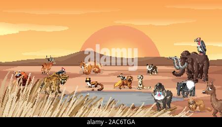 Scène avec beaucoup d'animaux dans le domaine illustration Illustration de Vecteur