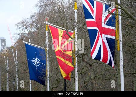 Le Mall, Londres, UK et de l'OTAN drapeaux nationaux voler sur le Mall, avant le début du sommet de l'OTAN. Crédit : Matthieu Chattle/Alamy Live News Banque D'Images