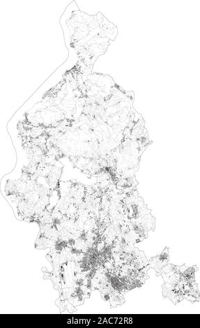 Carte Satellite de la province de Varèse, villes et routes, bâtiments et routes des environs. La Lombardie, Italie. La carte des routes, des rocades Illustration de Vecteur