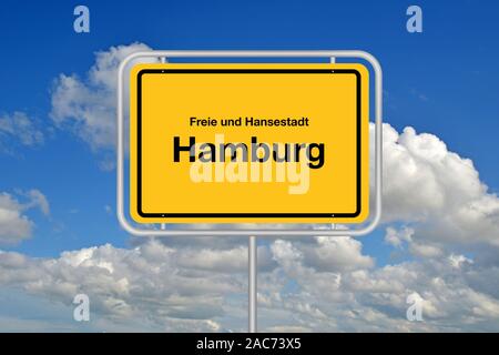 Ortsschild, Stadt, Freie und Hansestadt Hamburg, Bundesrepublik Deutschland, Banque D'Images