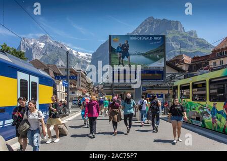 La gare de Grindelwald, Interlaken, Suisse Banque D'Images