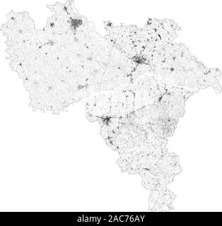 Carte Satellite de la province de Pavie, villes et routes, bâtiments et routes des environs. La Lombardie, Italie. La carte des routes, des rocades Illustration de Vecteur