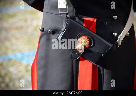 Détail de l'uniforme les Carabinieri italiens, porte-munitions Banque D'Images