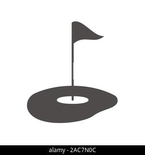 L'icône de golf. Symbole de Silhouette. Drapeau dans le trou. Vector illustration isolé Illustration de Vecteur