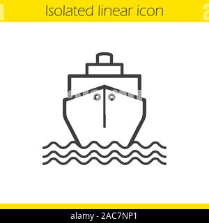 Bateau de croisière avec des vagues icône linéaire. Voyage tanker. Fine ligne illustration. Symbole de contour. Dessin vectoriel aperçu isolés Illustration de Vecteur