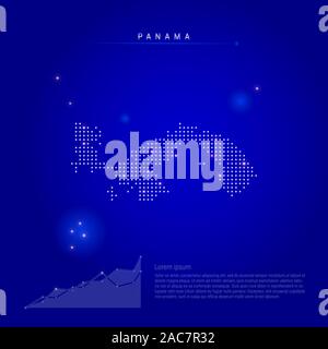 Panama plan illuminé avec de points. Éléments infographiques. Arrière-plan de l'espace bleu foncé. illustration. Tableau de croissance, lorem ipsum texte. Banque D'Images