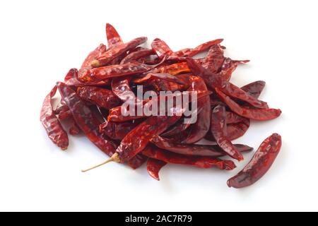 Piments séchés Isolated On White Banque D'Images