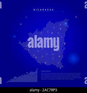 Nicaragua plan illuminé avec de points. Éléments infographiques. Arrière-plan de l'espace bleu foncé. illustration. Tableau de croissance, lorem ipsum texte. Banque D'Images