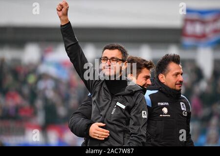 Munich, Allemagne. 06Th Nov, 2019. Michael KOELLNER entraîneur (1860), la jubilation, la joie, l'enthousiasme, football ligue 3, 17e journée, Munich-mer-TSV 1860 2-3, sur 01.12.2019. Alpenbauer Sportpark Unterhaching, DFL RÈGLEMENT INTERDIT TOUTE UTILISATION DE PHOTOGRAPHIE COMME DES SÉQUENCES D'IMAGES ET/OU QUASI VIDÉO. Utilisation dans le monde entier | Credit : dpa/Alamy Live News Banque D'Images