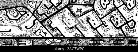 Doodle Plan de ville de texture. Plan d'architecture urbaine, le génie du dessin. Plan des rues. Bannière de l'architecture. Vector illustration. Illustration de Vecteur