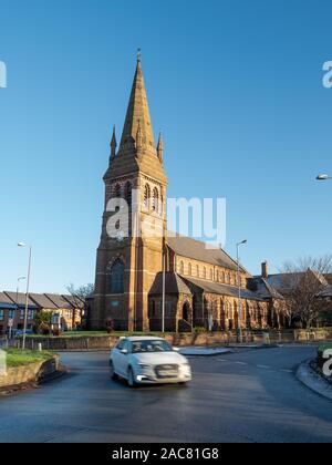 Christ Church à Bootle sur un jour froid avec un ciel clair Banque D'Images