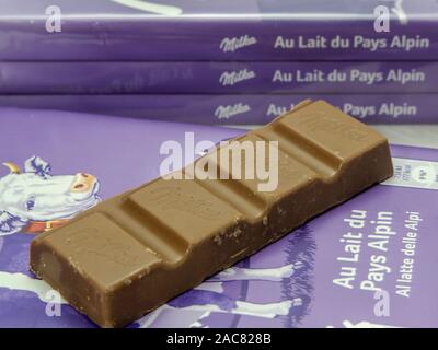 Close up of Milka chocolade Banque D'Images