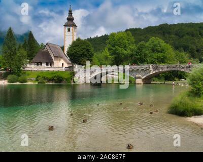 Les couleurs du lac Bohinj Banque D'Images