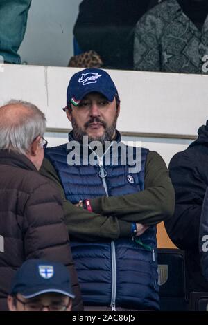 Matteo Salvini Lega Nord Leader au cours de la politique italienne de la Erie UN' match entre Parme 0-1 Milan au stade Ennio Tardini sur Décembre 01, 2019 dans FParma, Italie. Credit : Maurizio Borsari/AFLO/Alamy Live News Banque D'Images