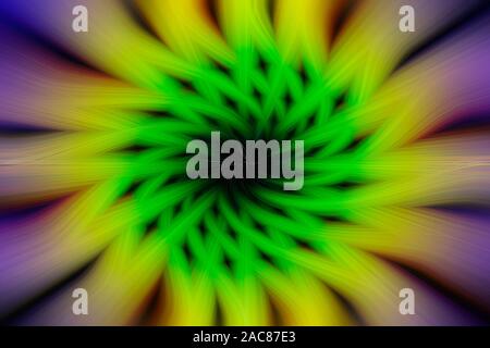 Vert, jaune, violet et noir avec lignes filer, effet fibres radiales. Abstract background Banque D'Images