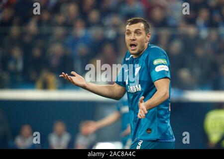 Artem Dzyuba de Zenit réagit au cours de la Fédération de football Ligue 1 match entre Zenit Saint-Pétersbourg et Spartak Moscou.(score final ; Zenit Saint-Pétersbourg 1:0 Spartak Moscou) Banque D'Images